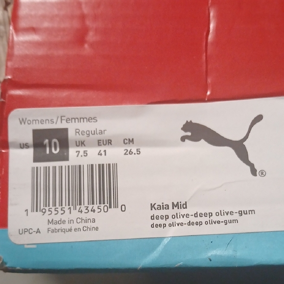 Puma Olive High-Top Sneakers with White Platform and Gum Outsole - Picture 2 of 5